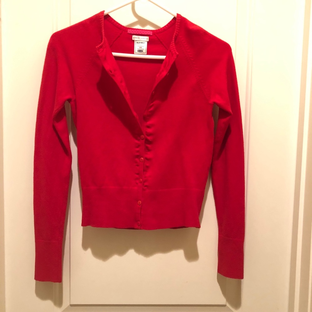 Old Navy red perfect stretch long sleeve cardigan